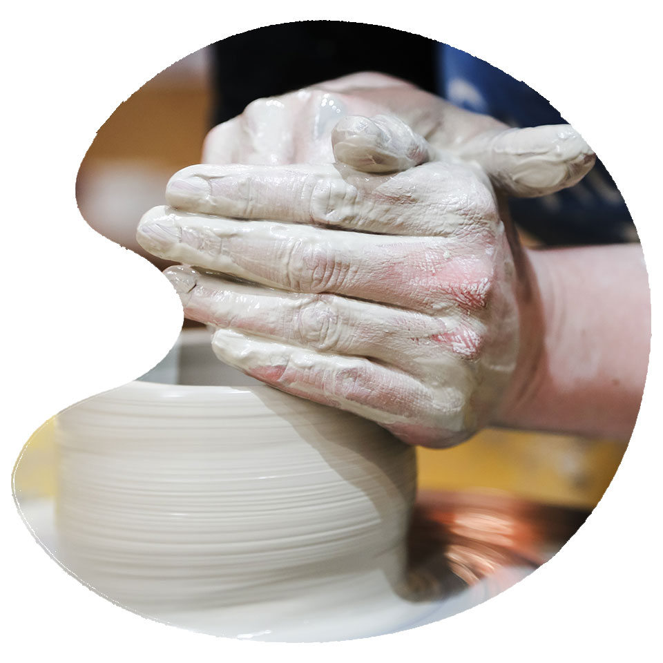 Pot Throwing at the Ceramic Studio, China Blue, Totnes